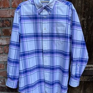 Brooks Brothers Madison Blue and White Plaid Shirt